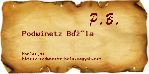 Podwinetz Béla névjegykártya